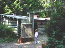 Katelyn at entrance to Fort Clatsup
